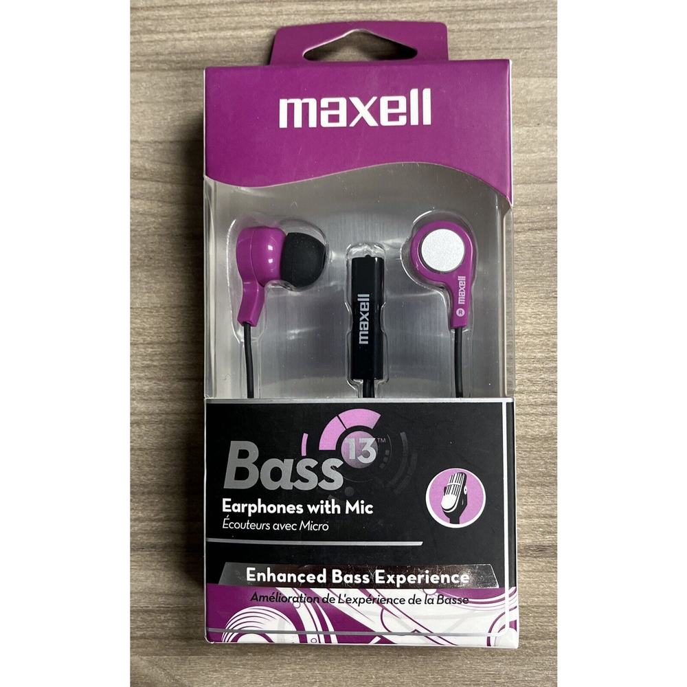 Maxell Earbuds Microphone Bass 13 Heavy Bass In-ear Purple 199730